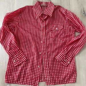 SKYR By Scandia Vintage Red Checked Nylon Button Shirt Men’s Size S/M